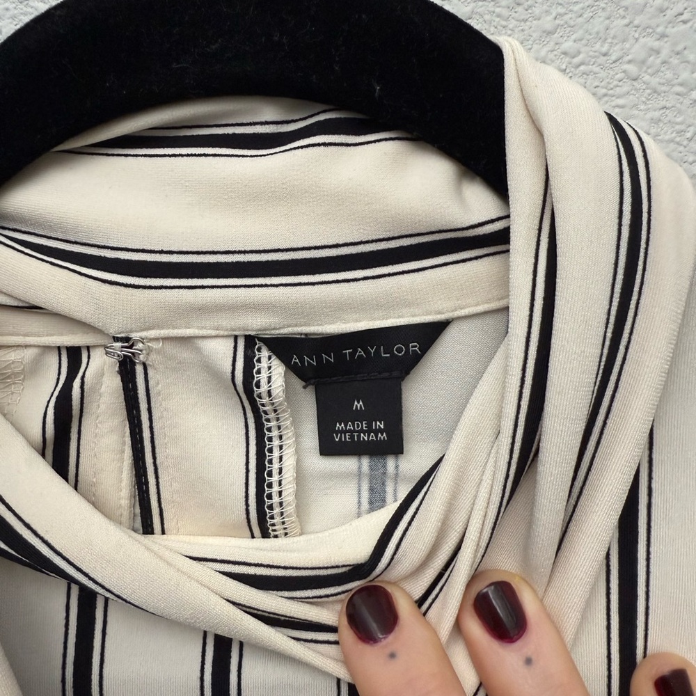 Ann Taylor Stripped Blouse, Cream and Black, Size M - Picture 3 of 4